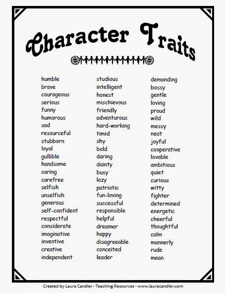 character traits chart