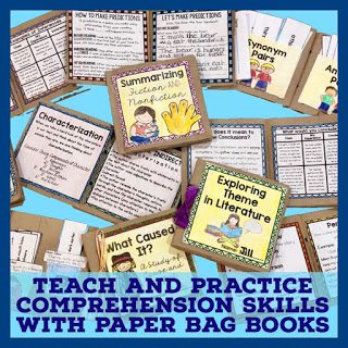 These paper bag books are great for introducing, practicing, and reviewing all sorts of reading skills. Use them in small group, in literacy stations, for test prep, or RTI lessons. Check out this post to learn more.