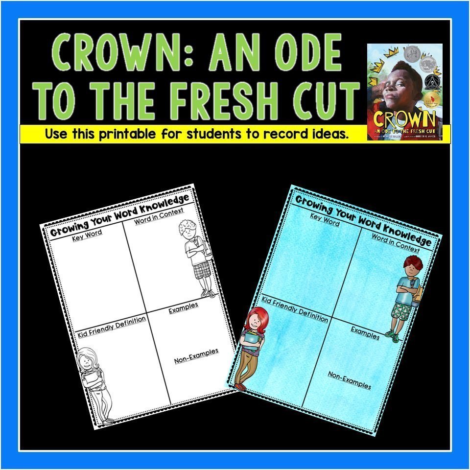 Crown: An Ode to the Fresh Cut is a wonderful mentor text for teaching context clues. This post includes a free resource for an easy to use lesson plus links to a full unit for the book.