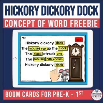 Hickory Dickory Dock Concept of Word Poem | Boom Cards